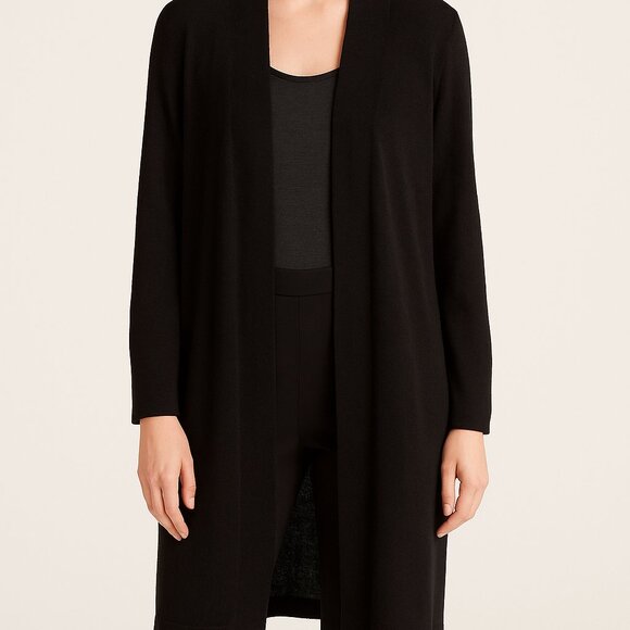 Eileen Fisher Lightweight Open Front Long Cardigan - Picture 1 of 4